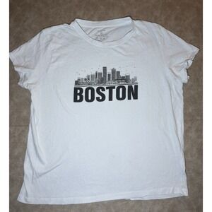 Boston Shirt In White Skyline Size LARGE From Primark Printed tee